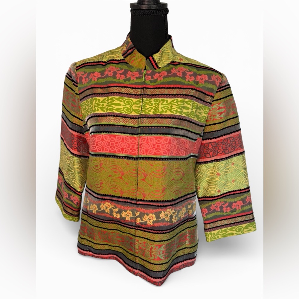 Toni B Multicolor Tapestry Print Button Front Jacket Too Size Large